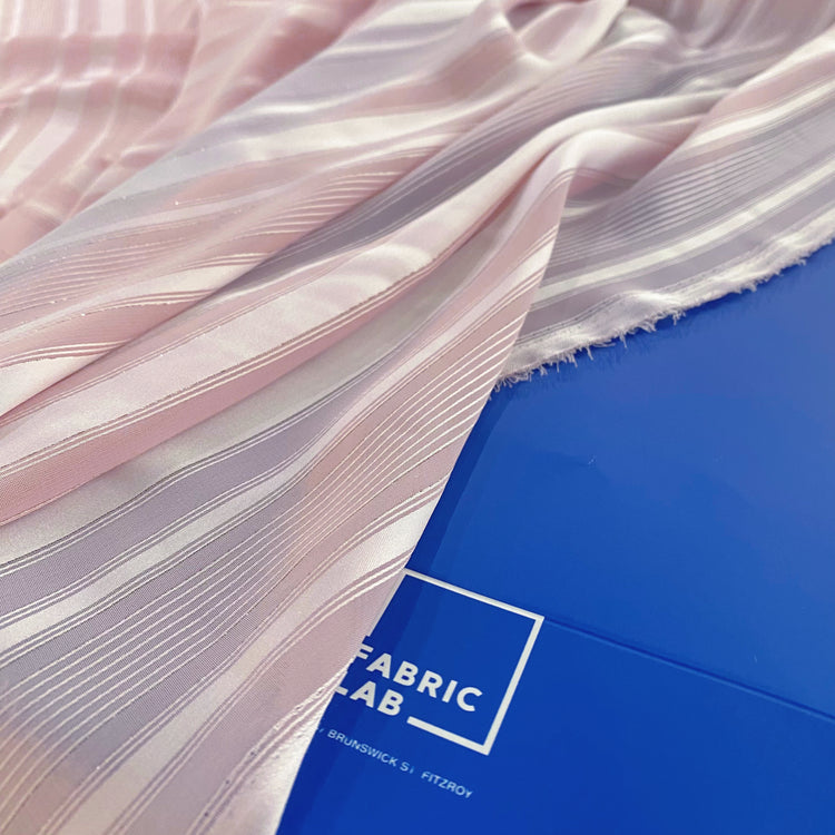 Sheer Stripe Lurex Chiffon - Pink