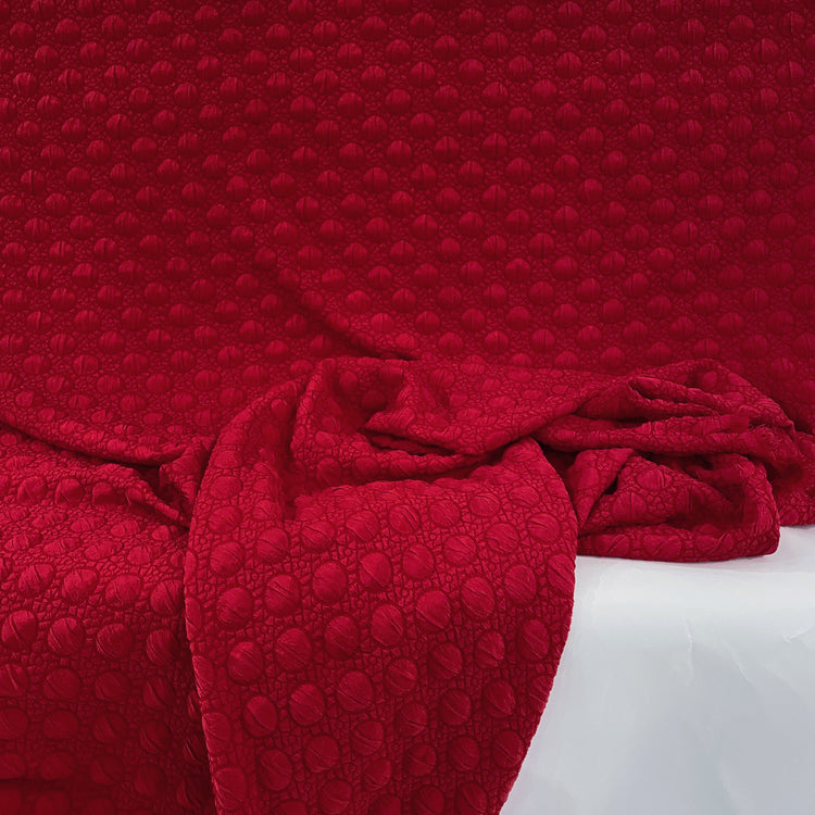 Stretch Bubble-Wrap Double Weave - Crimson