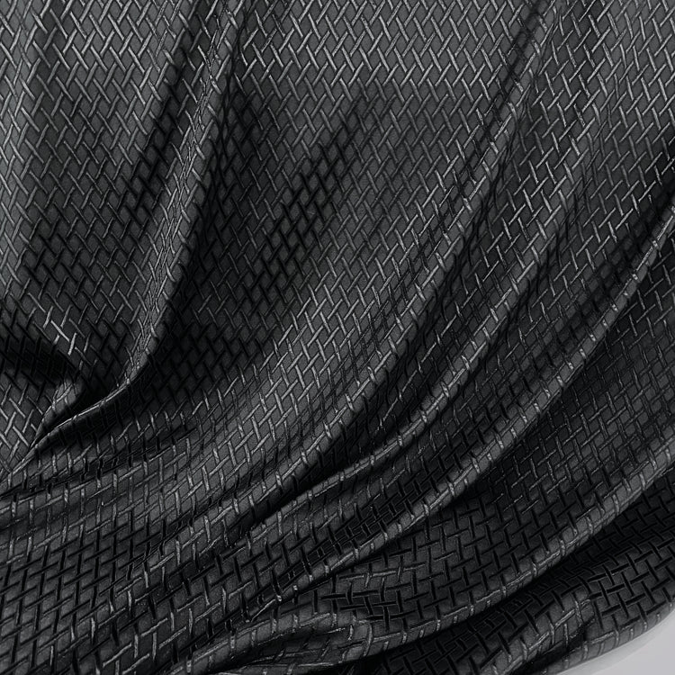 Diamond Hatch Poly/Spandex Damask - Black