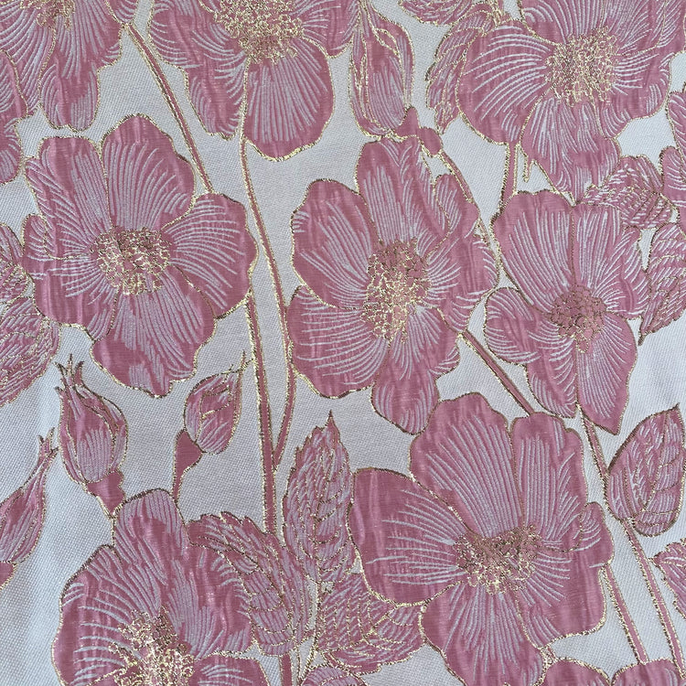 Hibiscus Ripple Brocade - Metallic - Gold/Pink