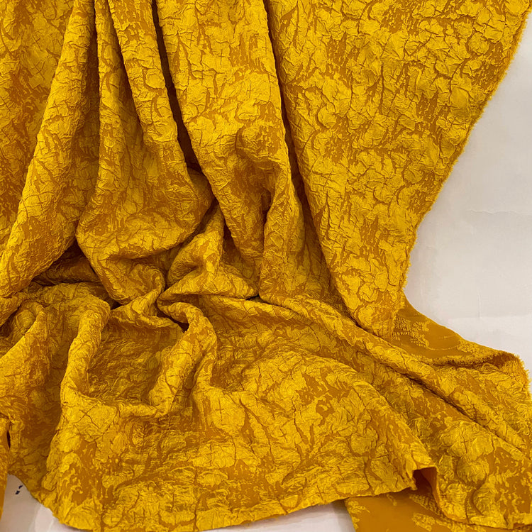 Crinkle Textured Cloqué - Warm Gold