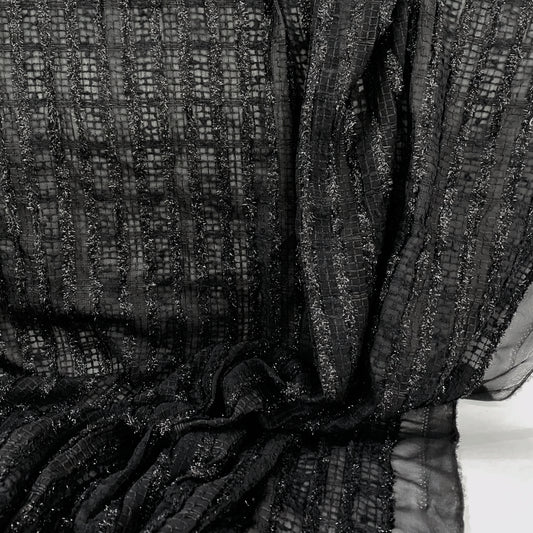 Woven Chiffon Appliqué - Black/Metallic