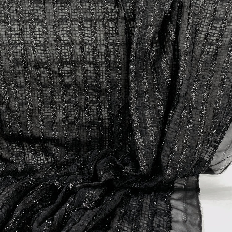Woven Chiffon Appliqué - Black/Metallic