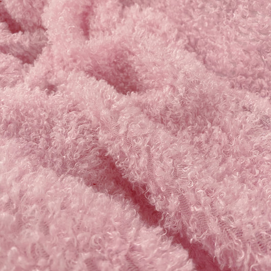 Curled Pile Weft-Knit - Light Pink