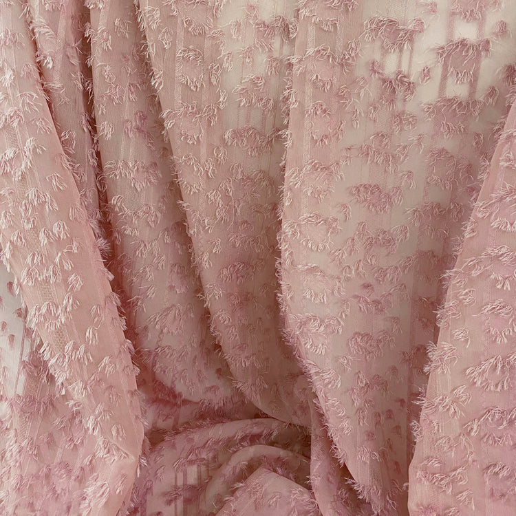 Striped Dobby Fringed Chiffon - Pale Pink