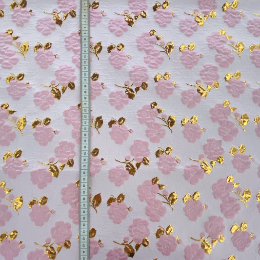 Floral Vine Poly/Lurex/Nylon Brocade - Pink - Gold
