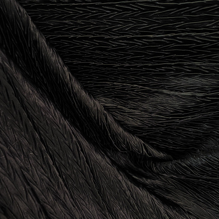 Chevron Plisse Satin - Black