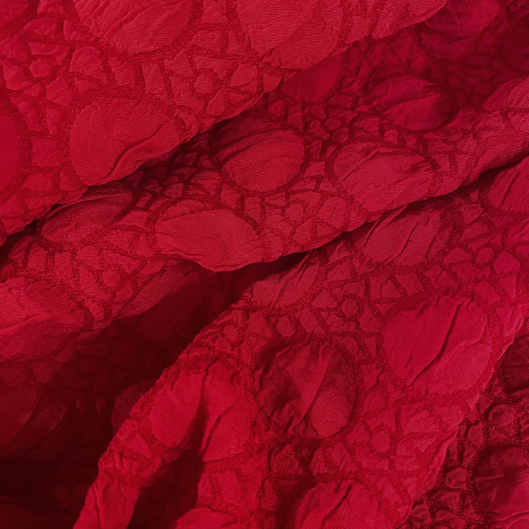 Stretch Bubble-Wrap Double Weave - Crimson