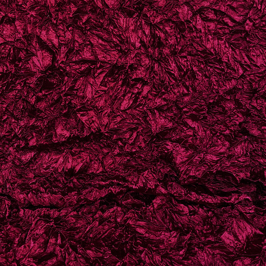 Crushed Shibori Plisse Satin - Crimson Red