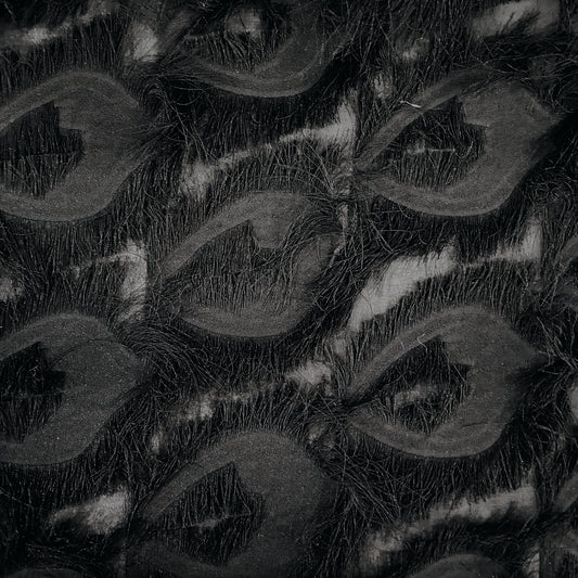 Peacock Fringed Motif Gauze - Black