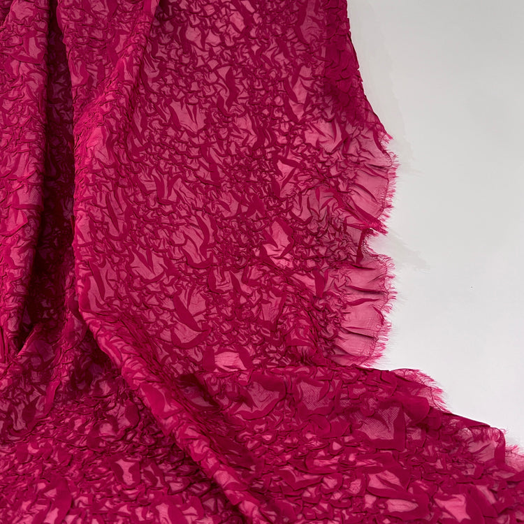 Organic Petal-Creased Chiffon - Bonded - Crimson Pink