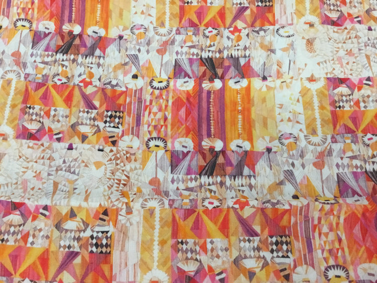 Mosaic Rose Twill - Violet/Orange