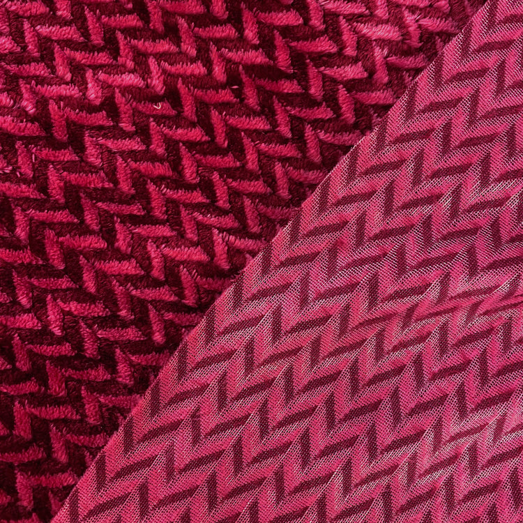 Chevron Faux Fur - Deep Pink/Brick Red