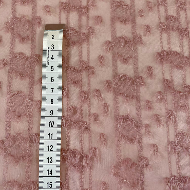 Striped Dobby Fringed Chiffon - Pale Pink