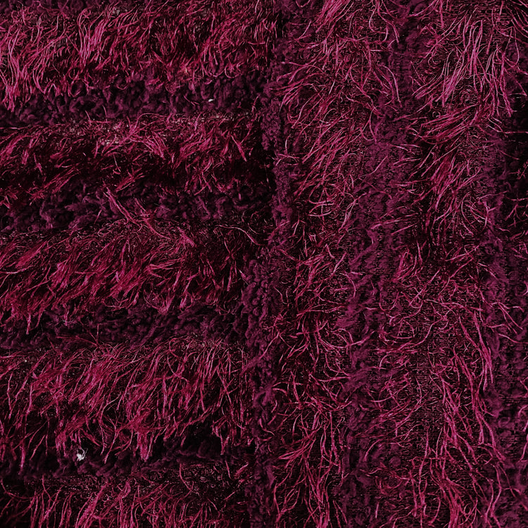 Fancy Cut Pile Raschel Knit - Maroon/Dark Red