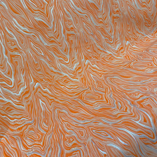 Contour Wave Brocade - Orange/Silver Metallic