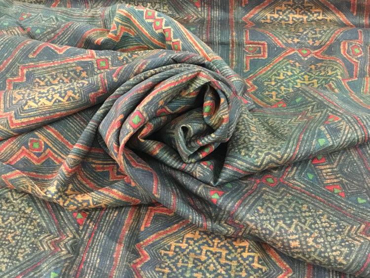 Bakhtiari Rose Twill - Teal/Orange