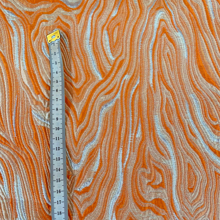 Contour Wave Brocade - Orange/Silver Metallic