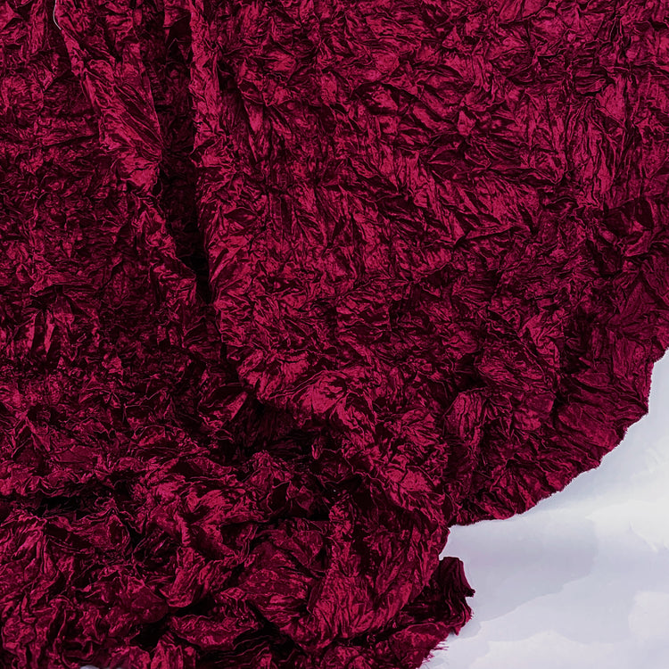 Crushed Shibori Plisse Satin - Crimson Red