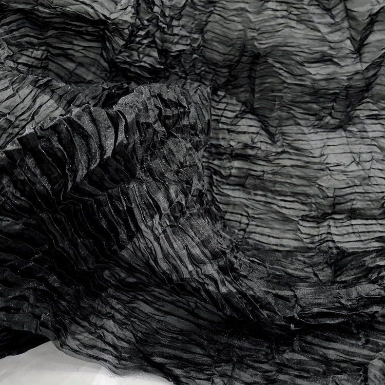 Crushed Pleated Organza - Black