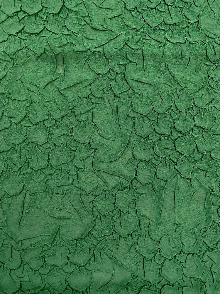 (Remnant) Organic Petal-Creased Chiffon - Bonded - Sea Green - 0.9m