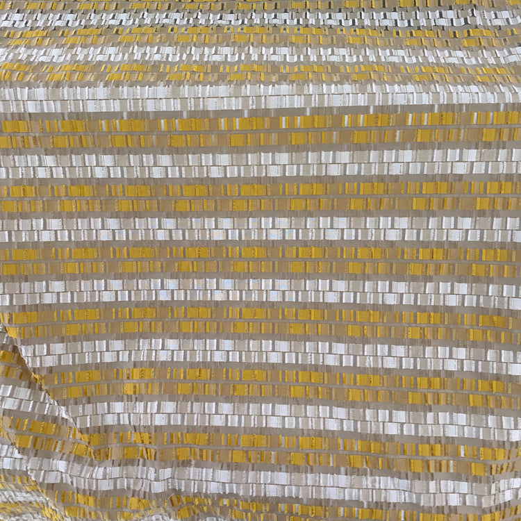Rectangular Checkerboard Fringe Devore Organza - Yellow