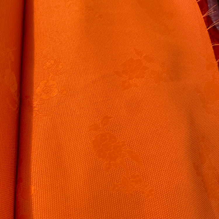 Rose Dobby Motif - Duck Basket Weave - Orange