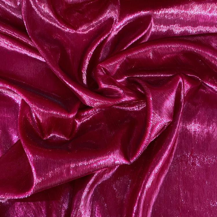 Brushed Metallic Long-pile Velvet - Deep Pink