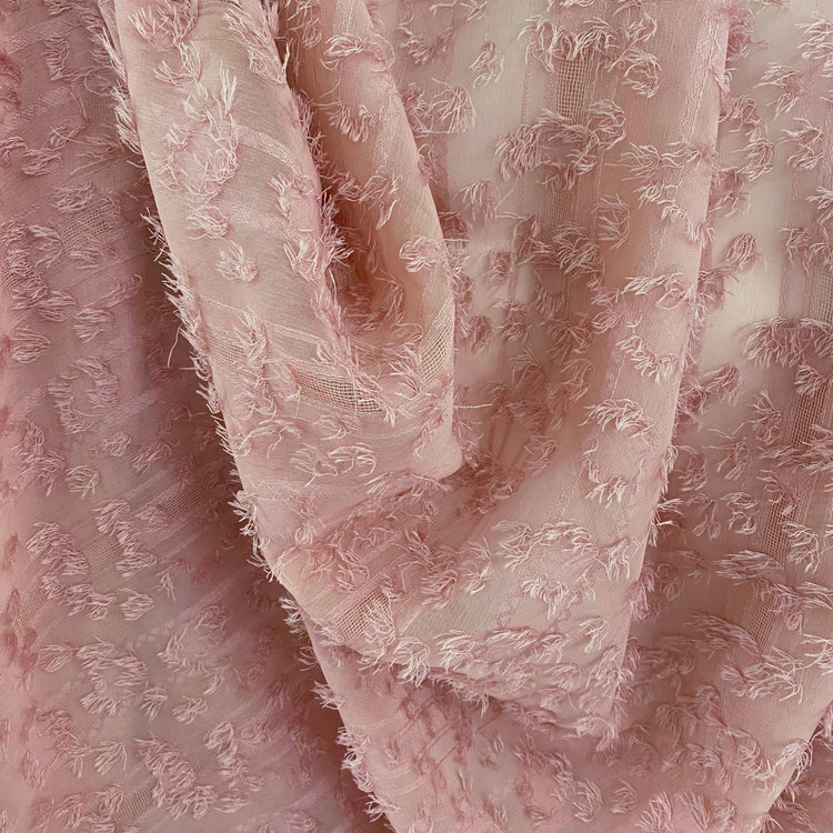 Striped Dobby Fringed Chiffon - Pale Pink