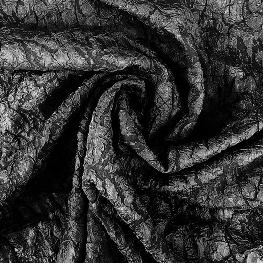Crinkle Textured Cloqué - Black