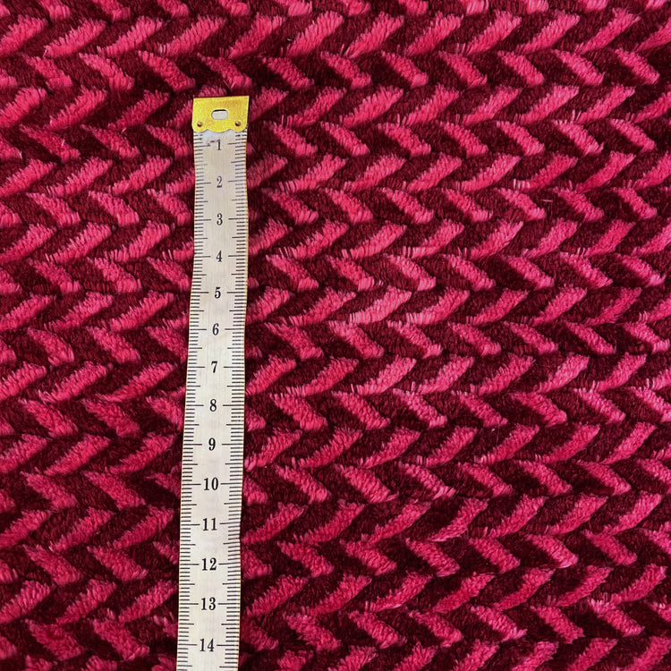 Chevron Faux Fur - Deep Pink/Brick Red