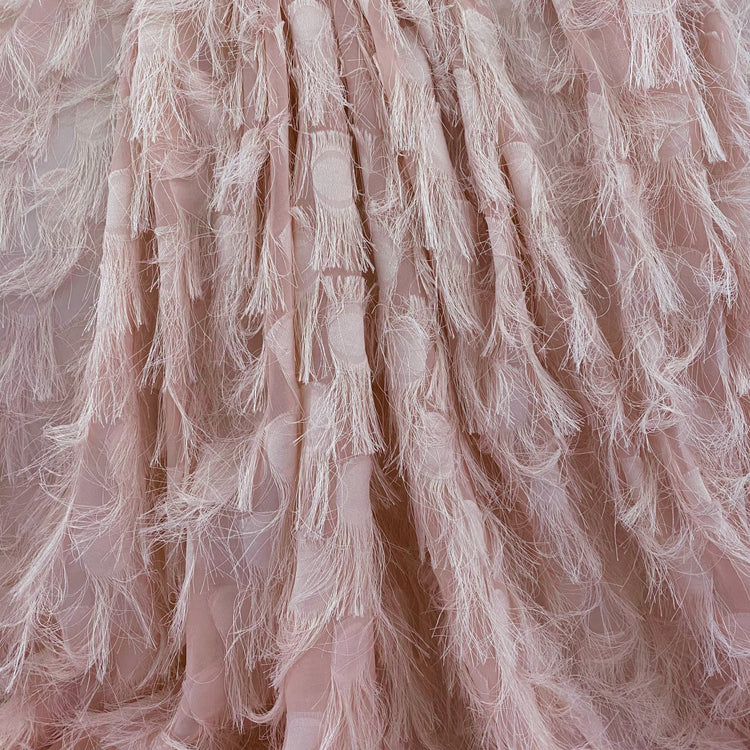 Dobby Fringed Chiffon - Light Pink