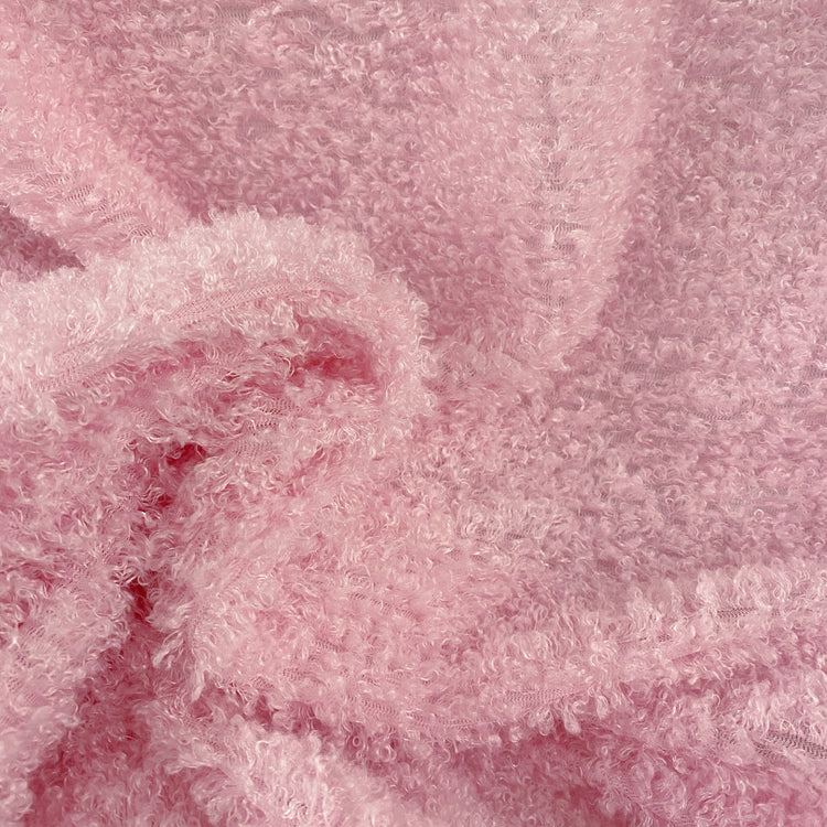Curled Pile Weft-Knit - Light Pink