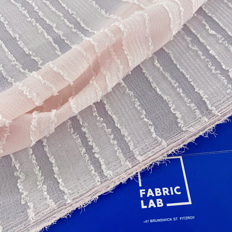 Flange Striped Sheer Crepon - Light Pink