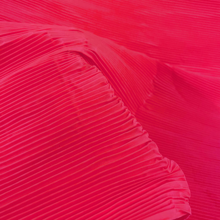 Accordion-Pleated Taffeta - Fluorescent Coral