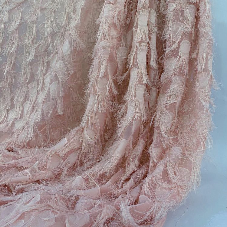 Dobby Fringed Chiffon - Light Pink