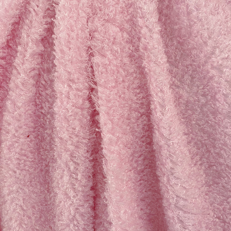 Curled Pile Weft-Knit - Light Pink