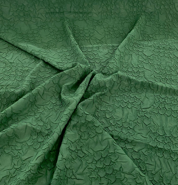 (Remnant) Organic Petal-Creased Chiffon - Bonded - Sea Green - 0.9m