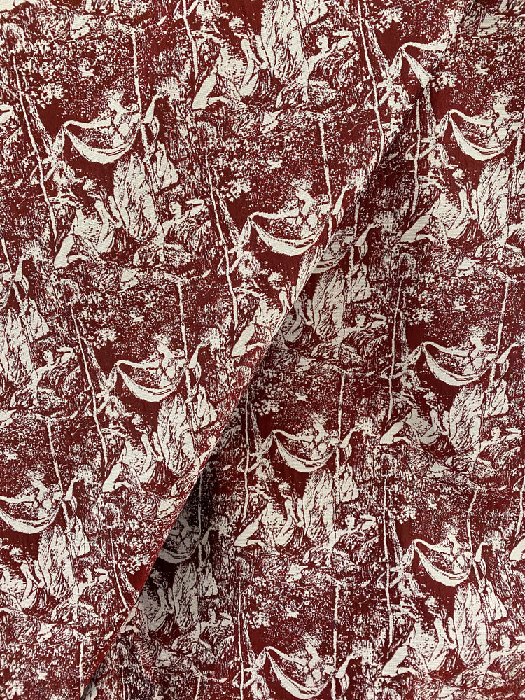 Baroque Garden Poly/Cotton Jacquard - Dark Red