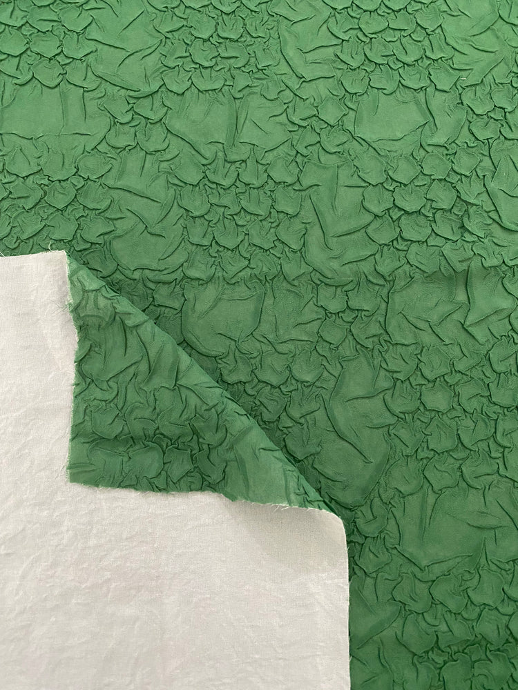 (Remnant) Organic Petal-Creased Chiffon - Bonded - Sea Green - 0.9m