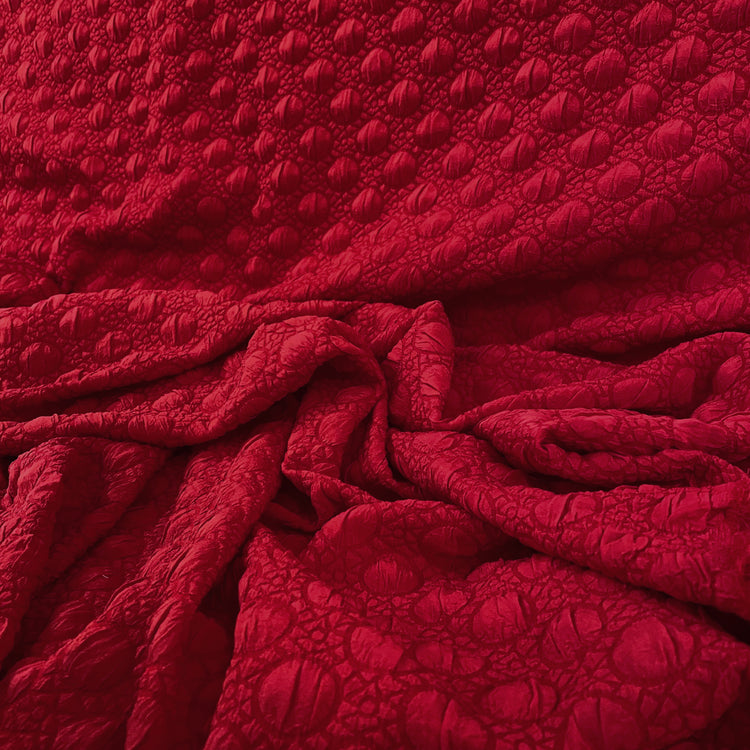 Stretch Bubble-Wrap Double Weave - Crimson