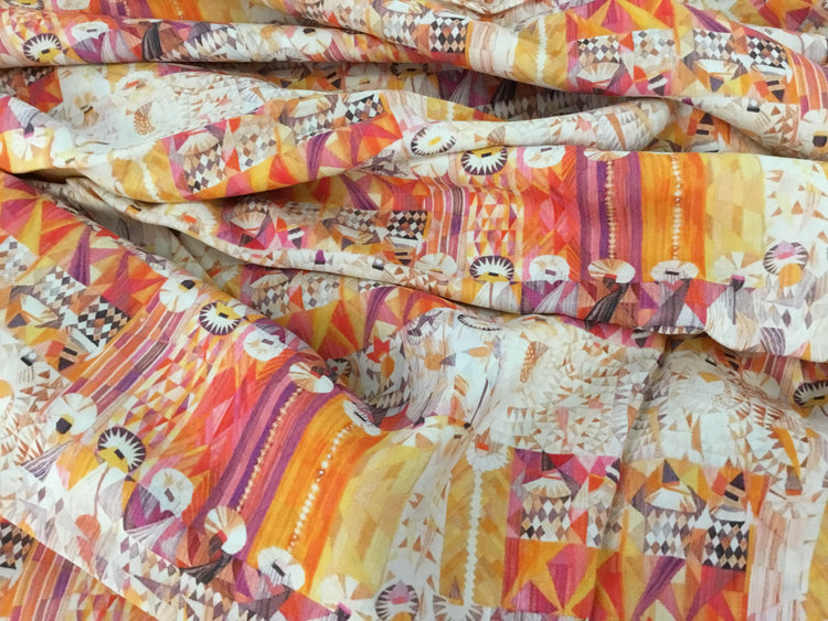 Mosaic Rose Twill - Violet/Orange