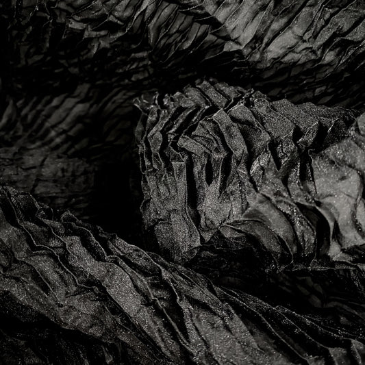 Crushed Pleated Organza - Black