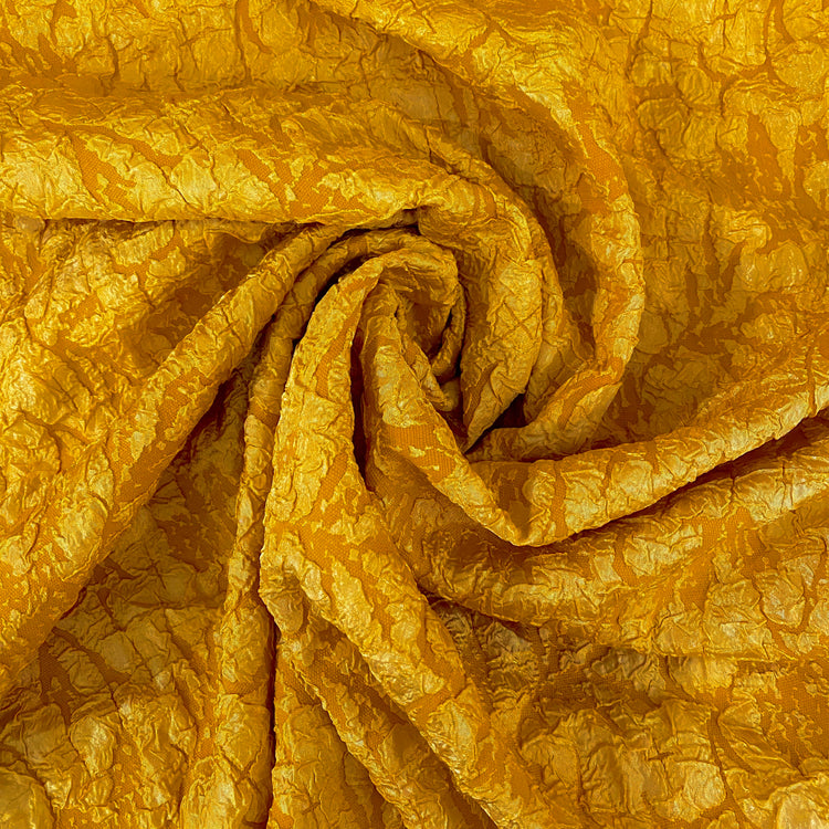 Crinkle Textured Cloqué - Warm Gold