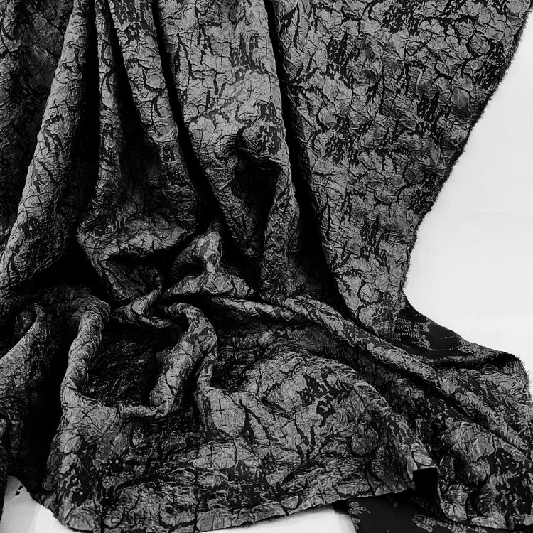 Crinkle Textured Cloqué - Black