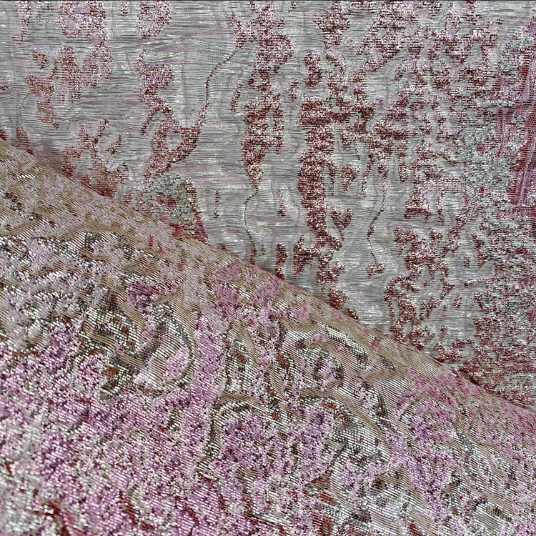 Stone Grain Brocade - Metallic - Pink/Silver