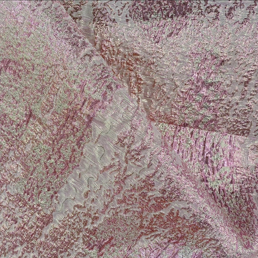 Stone Grain Brocade - Metallic - Pink/Silver