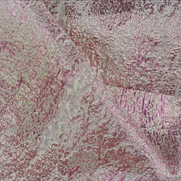 Stone Grain Brocade - Metallic - Pink/Silver