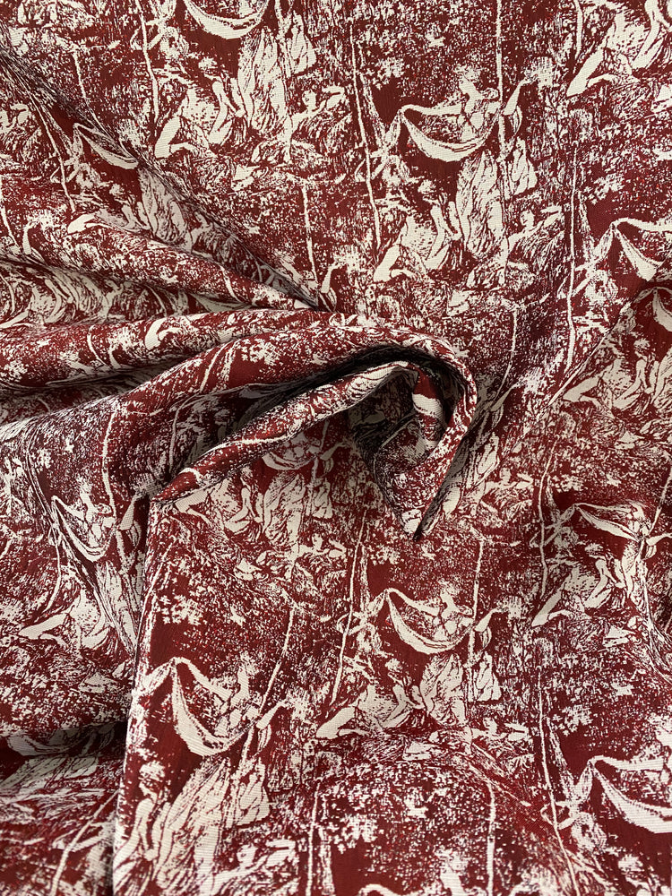 Baroque Garden Poly/Cotton Jacquard - Dark Red