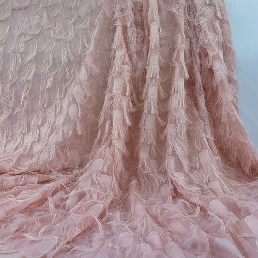Dobby Fringed Chiffon - Light Pink